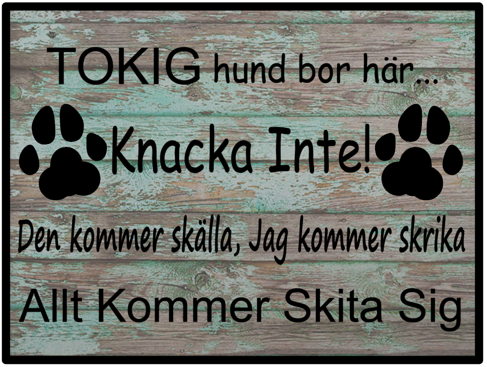 Tokig hund bor här...