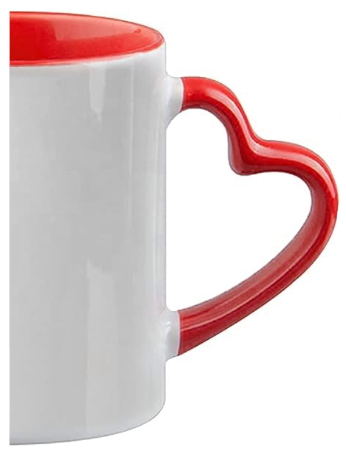 Mugg med röda detaljer gör en personlig present med eget motiv
