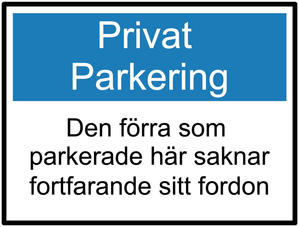Parkering skylt